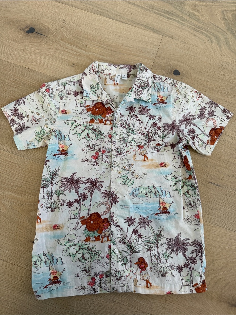Janie and Jack Ivory Button Down Shirt with Disney's Moana Theme favorites